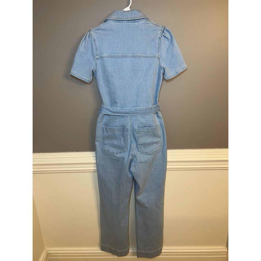 Avec Les Filles light wash denim jumpsuit belted sz 28 - Picture 4 of 7